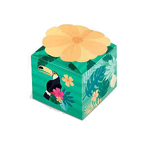 Caixa Pop Up Lembrancinha Tropical Festa Tucano Flores P 8un