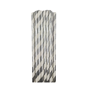 Canudos de Papel Listrado Laminado Prata 20Un