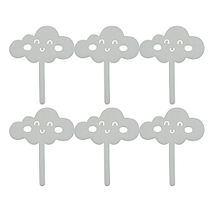 Tag Decorativo Chuva De Amor Nuvem Feliz Branco 5Cm 6Un