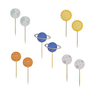 Topper P/ Doces e Cupcakes Planetas Astronauta 10Un