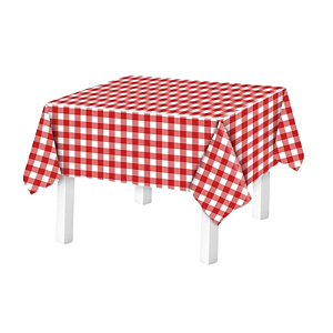 Toalha de Mesa Metalizada Xadrez Vermelho Junina 137x183cm