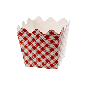 Cachepot Papel Xadrez Vermelho 9x9x7cm 8Un Festa Junina