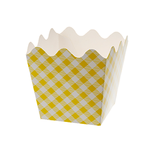 Cachepot Papel Xadrez Amarelo 9x9x7cm 8Un Festa Junina