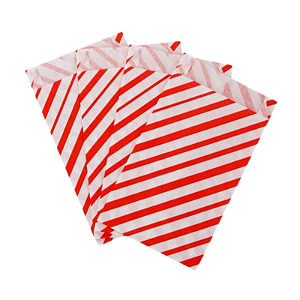 Saquinho de Papel Listrado Vermelho 14x8cm 50Un