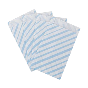 Saquinho de Papel Listrado Azul Bebê 14x8cm 50Un