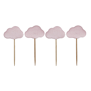 Topper P/ Doces e Cupcakes Nuvem Rosa Chuva de Amor 12Un