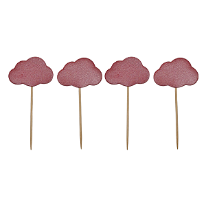 Topper P/ Doces e Cupcakes Nuvem Vermelha Chuva de Amor 12Un