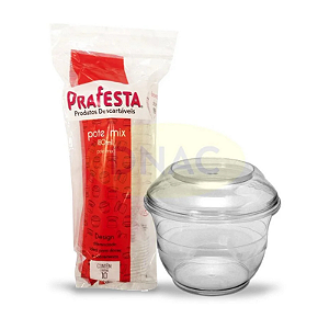 Pote Mix Transparente Com Tampa 180ml 10Un Salada Frutas Festa Junina Doces Sobremesas