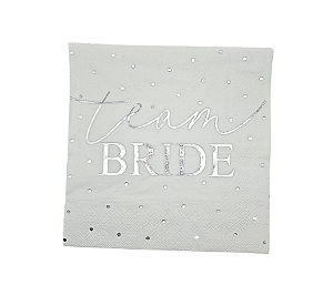 Guardanapo Papel Team Bride Prata Despedida Solteira 33x33cm 20Un