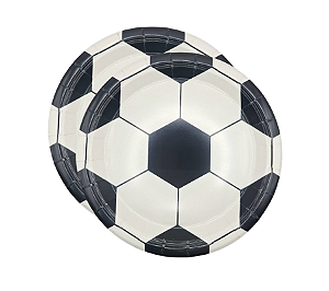 Prato Papel Bola de Futebol 18cm 8Un