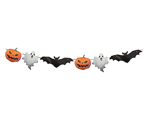 Faixa Decorativa Halloween Abóbora Morcego Fantasma 1Un