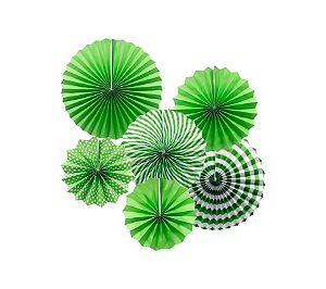 Kit Enfeite Leque de Papel 20/30/40cm 6un - Verde