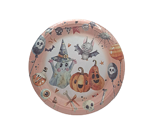 Prato de Papel Estampa Halloween 18cm 10Un