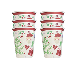 Copos de Papel Estampa Natal 240ml 8Un