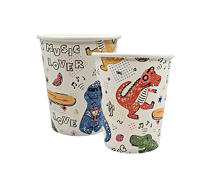 Copo Papel Dinossauros Musicais 270ml 8Un