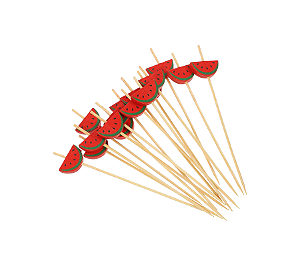 Palito de Bambu Para Frutas e Petiscos Melancia 12cm 50Un