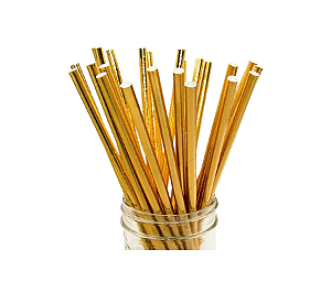 Canudo de Papel Metalizado Dourado 12Un