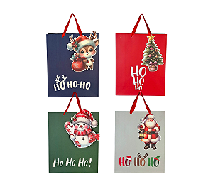 Sacola De Papel Presente Natal Hohoho 26x32cm 1Un