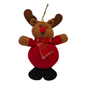 Enfeite pendurar Rena Pelucia Natal 15cm 1un