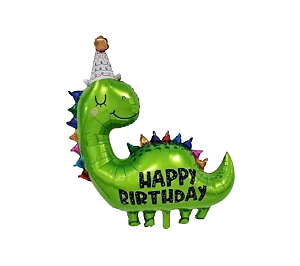 Balão Metalizado Happy Birthday Dinossauro 78x86cm 1Un