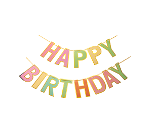 Faixa Happy Birthday Candy Colors Bordas Metalizadas