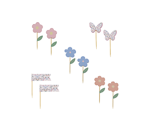 Toppers Para Doces e Cupcakes Floral Liberty 10Un
