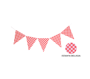 Bandeirolas de Papel Vichy Xadrez Vermelho 10 Bandeirinhas