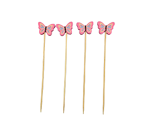 Palito de Bambu Para Frutas e Petiscos Jardim Borboleta 20Un
