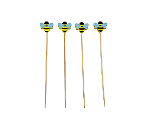 Palito de Bambu Para Frutas e Petiscos Abelha Abelhinha 20Un