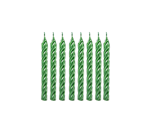 Vela Espiral Metalizada Verde 8cm 8Un