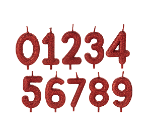 Vela Glitter Vermelha Numeros