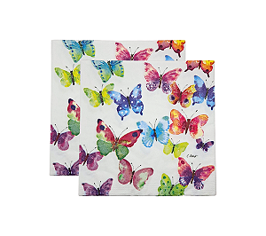 Guardanapo Folha Dupla Premium Decoupage Borboletas 33x33cm 20Un