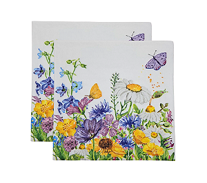 Guardanapo Folha Dupla Premium Decoupage Jardim de Margaridas 33x33cm 20Un