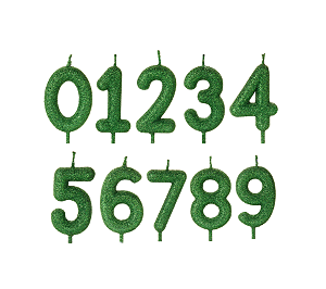 Vela Glitter Verde Numeros