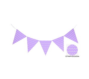 Bandeirolas de Papel Fundo Mar Ondas Lilás 10 Bandeirinhas