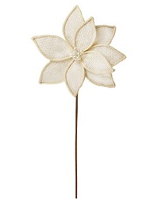 Galho Decorativo Poinsetia Off White Borda de Corda Natal 1UN
