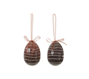Enfeite Decorativo Ovos Páscoa Listrado Marrom 2Un