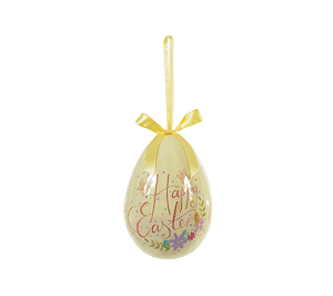 Enfeite Decorativo Ovo Páscoa Amarelo Happy Easter 20cm 1Un
