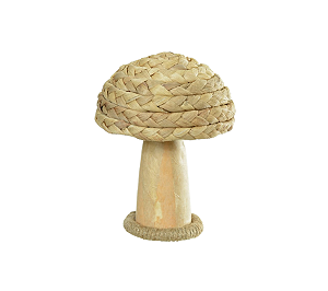 Enfeite Decorativo Cogumelo Palha Bege Bosque 15cm 1Un