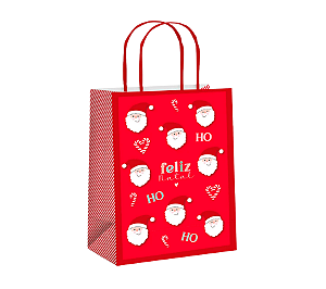 Sacola Papel Presente Natal Joyful Papai Noel M 26x19,5cm 1Un