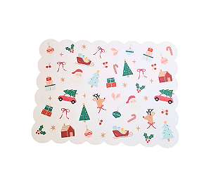 Jogo Americano de Papel Estampa Natal Papai Noel 32x24cm 5un