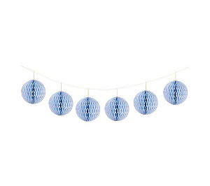 Guirlanda Mini Globo Colmeia De Papel 8cm Azul Jeans 6Un