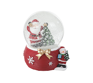 Globo de Água Papai Noel na Neve Laço Dourado Musical 1Un