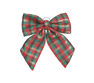 Enfeite Decorativo Laço Grande Xadrez Vermelho/ Verde Natal 1Un