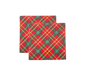 Guardanapo Papel Folha Dupla Xadrez Vermelho/Verde 33x33cm 20Un