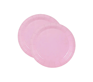 Prato de Papel Liso Rosa Candy 18Cm 8Un