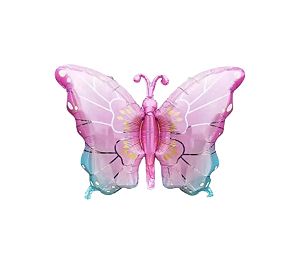Balão Metalizado Borboleta Rosa Jardim Flores 79x52,5cm 1Un