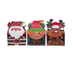 Caixa Dobravel Natalina Presentes e Doces Natal 12Un