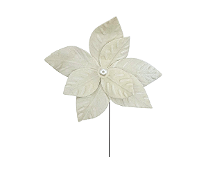Galho Decorativo Àrvore Natal Poinsetia Bege Pérola 1Un
