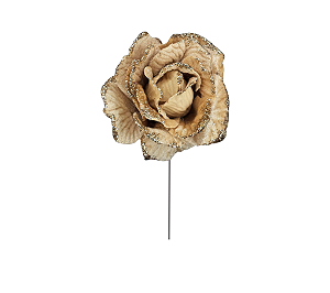 Galho Decoração Natal Flor Rosa Dourada 1Un